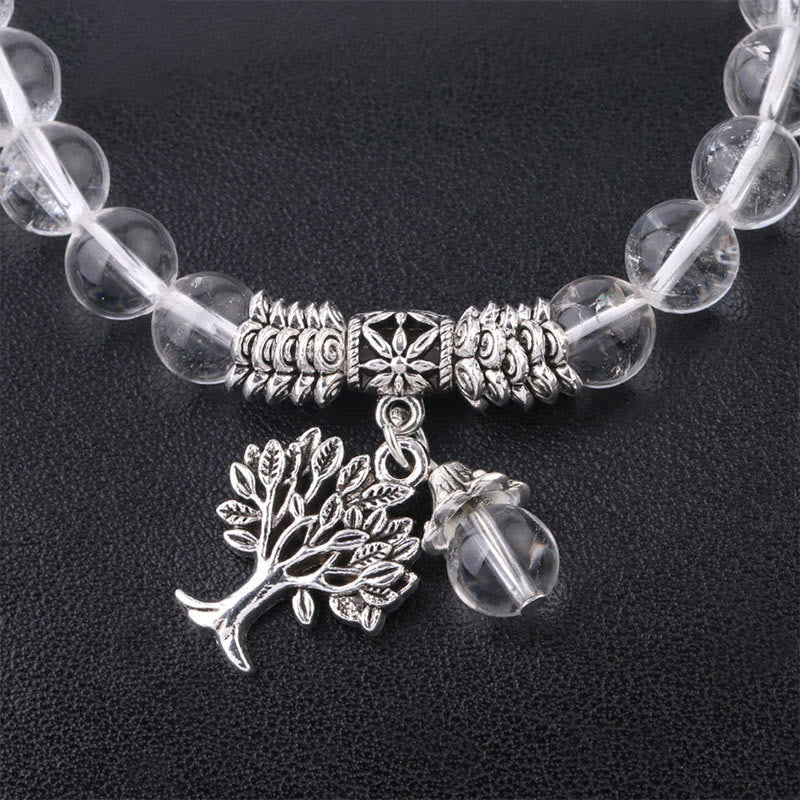 Fortune Jewel Natural Gemstone Tree of Life Lucky Charm Stretch Bracelet