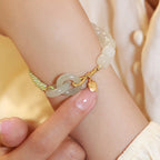 Fortune Jewel Natural Hetian Jade Bead Double Peace Buckle Fu Character Abundance Braided Bracelet