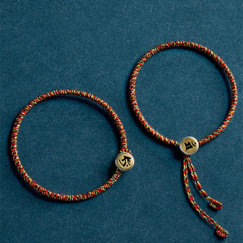 Fortune Jewel Handmade 925 Sterling Silver Chinese Zodiac Natal Buddha Protection Colorful Rope Bracelet