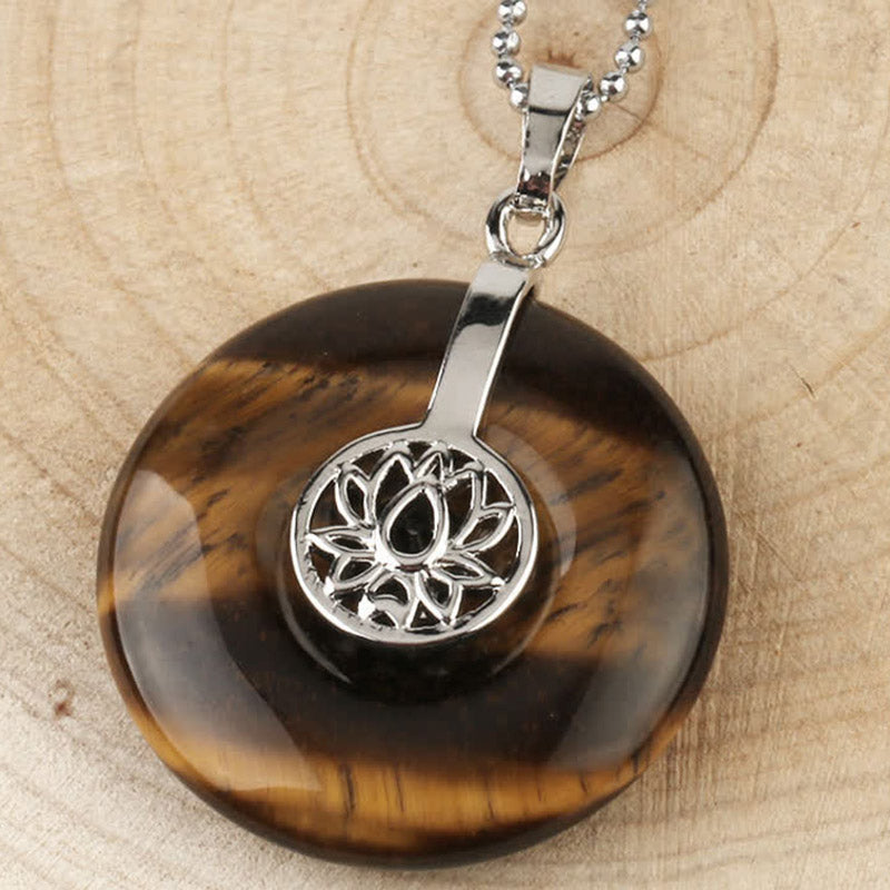 Fortune Jewel Various Crystal Amethyst Pink Crystal Lotus Healing Necklace Pendant