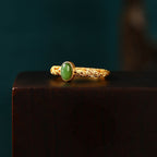 Fortune Jewel Auspicious Cloud Pattern Cyan Jade Luck Adjustable Ring