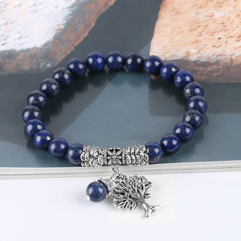 Fortune Jewel Natural Gemstone Tree of Life Lucky Charm Stretch Bracelet