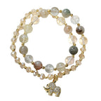 Fortune Jewel Rose Quartz Elephant Healing Energy Charm Bracelet