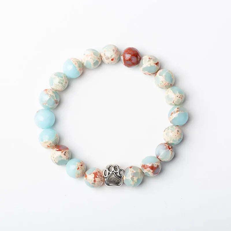 Indian Agate Green Agate Dog Paw Positive Calm Bracelet Fortune Jewel