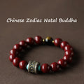 Fortune Jewel 925 Sterling Silver Chinese Zodiac Natal Buddha Cinnabar Om Mani Padme Hum Calm Bracelet