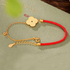 Fortune Jewel 925 Sterling Silver Plated Gold Four Leaf Clover Zircon Luck Bracelet