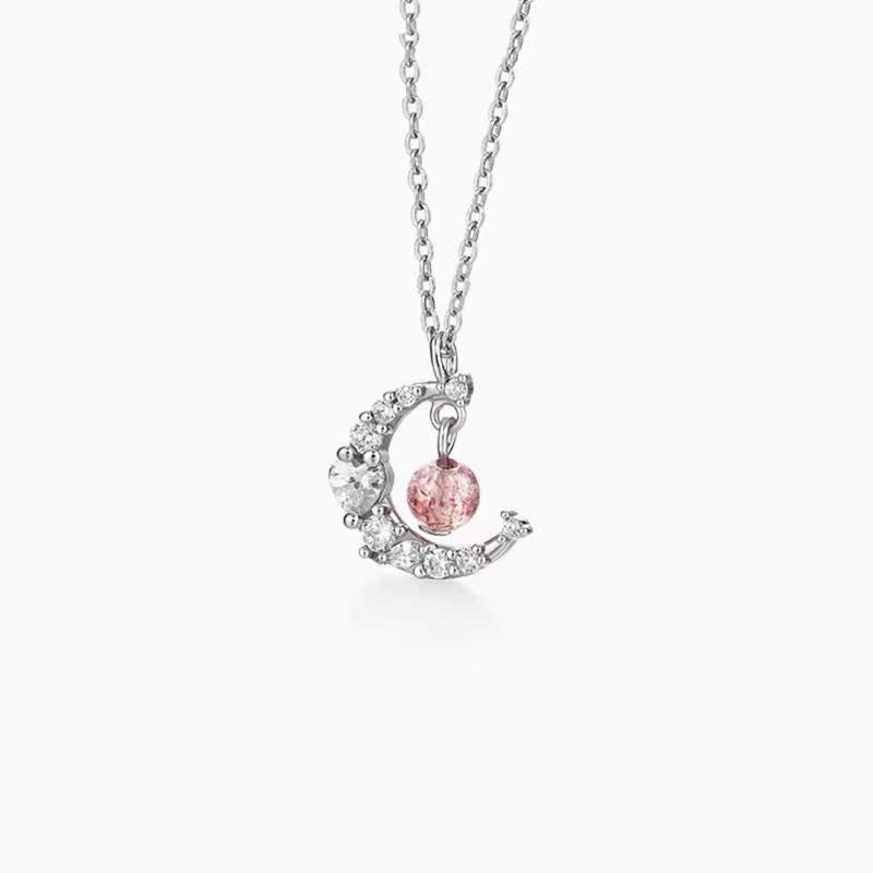 Fortune Jewel Strawberry Quartz Blue Crystal Love Healing Necklace