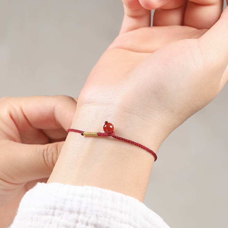 Fortune Jewel Natural Cinnabar Red Agate Blessing Red String Bracelet