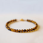Fortune Jewel 14K Gold Plated Natural Tiger Eye Stone Courage Protection Bracelet