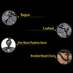Fortune Jewel Bagua Dragon Phoenix Obsidian Fulfilment Pendant Necklace