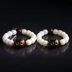 Fortune Jewel Natural Bodhi Seed Small Leaf Red Sandalwood Ebony Wood Cute Lucky Cat Wisdom Bracelet
