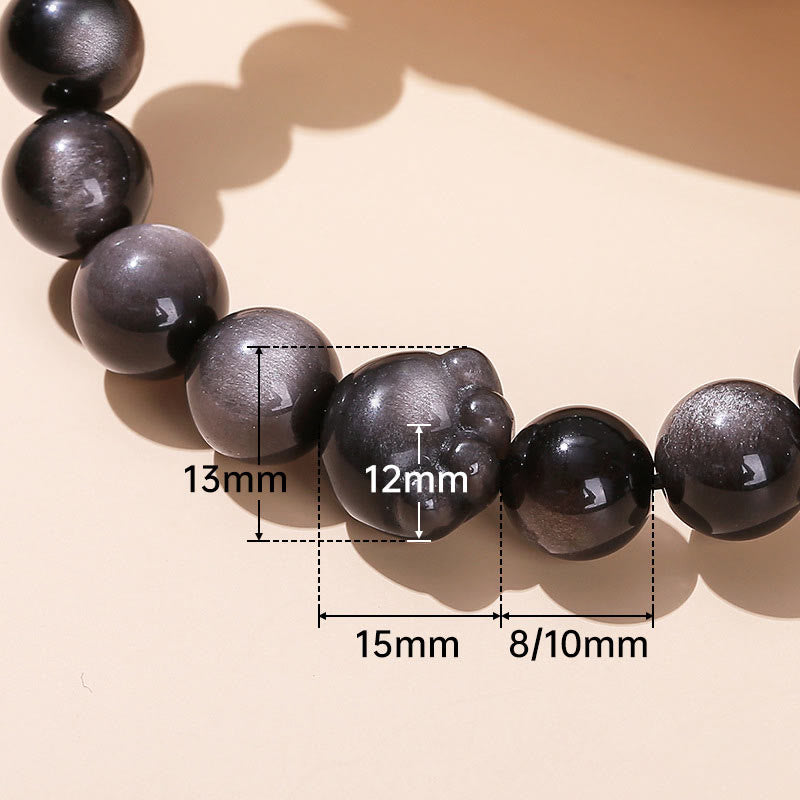 Fortune Jewel Natural Gold Sheen Obsidian Silver Sheen Obsidian Cute Cat Paw Claw Wealth Bracelet