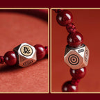 Fortune Jewel 925 Sterling Silver Chinese Zodiac Natal Buddha Cinnabar Calm Bracelet