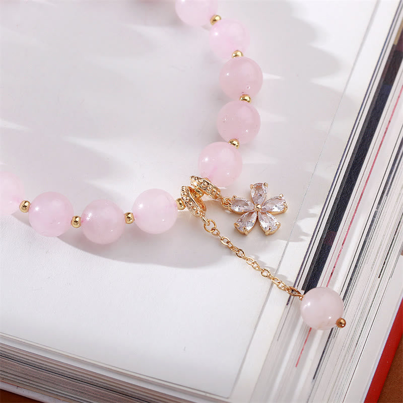 Fortune Jewel Natural Pink Crystal Plum Blossom Love Bracelet