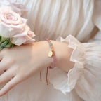 Fortune Jewel Natural Strawberry Quartz Garnet Jade Lucky Fortune Fu Character Healing Charm Bracelet