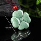 Fortune Jewel Natural Lucky Four Leaf Clover Jade Prosperity Necklace Pendant
