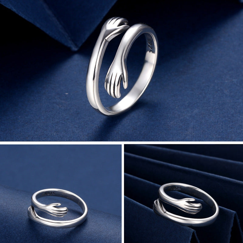Fortune Jewel 925 Sterling Silver Love Hug Thumb Ring