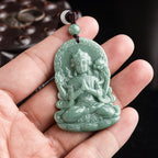 Fortune Jewel Four-armed Avalokitesvara Natural Jade Amulet Blessing String Necklace Fortune Jewel