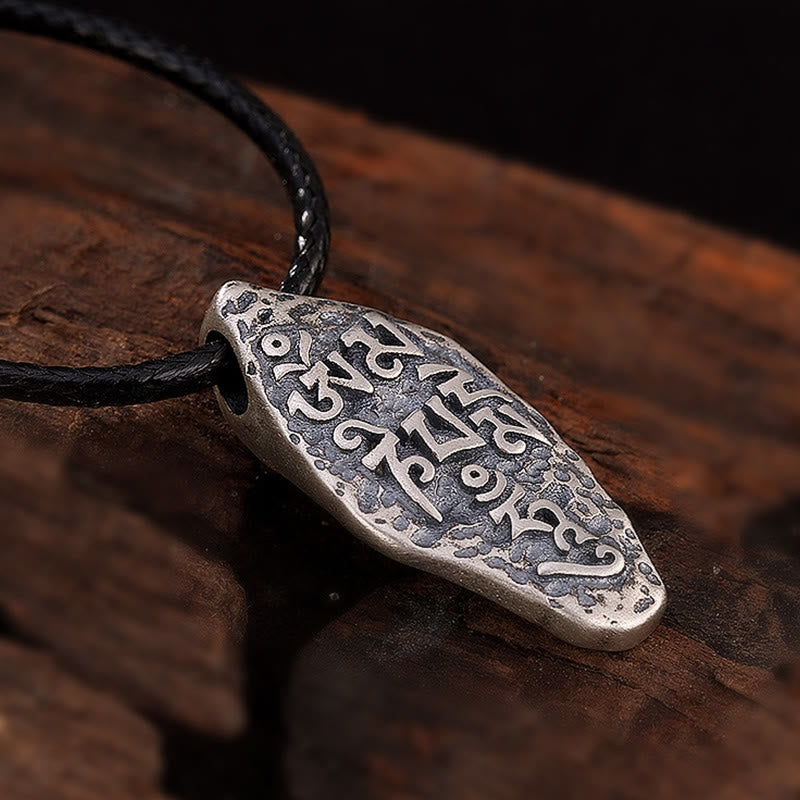 Fortune Jewel Tibetan 925 Sterling Silver Om Mani Padme Hum Dorje Vajra Engraved Strength Necklace Pendant