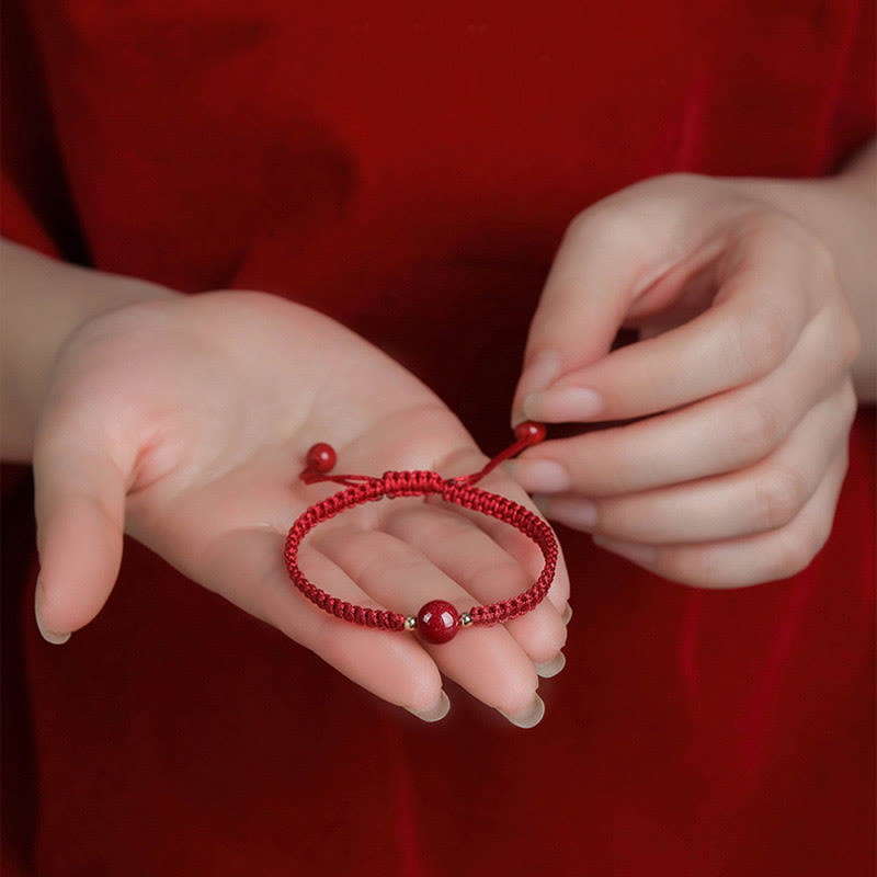 Fortune Jewel Lucky Cinnabar Bead Blessing Red String Bracelet