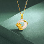 Fortune Jewel Natural White Chalcedony Peace Buckle Lotus Pendant S925 Sterling Silver Necklace