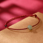 Fortune Jewel 925 Sterling Silver Plated Gold Hetian Jade Lotus Luck Red String Bracelet