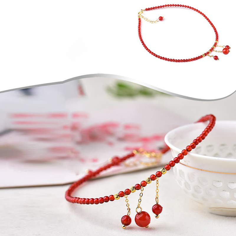 Fortune Jewel Red Agate Confidence Calm Anklet
