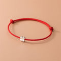 Fortune Jewel 925 Sterling Silver Four Leaf Clover Red Rope Bracelet
