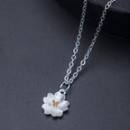 Fortune Jewel 925 Sterling Silver Cherry Blossom Flower Blessing Necklace Pendant
