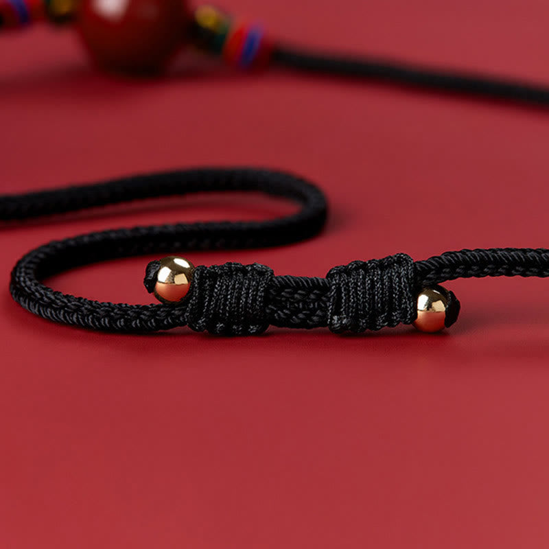 Fortune Jewel Cinnabar Bead Blessing String Necklace Pendant