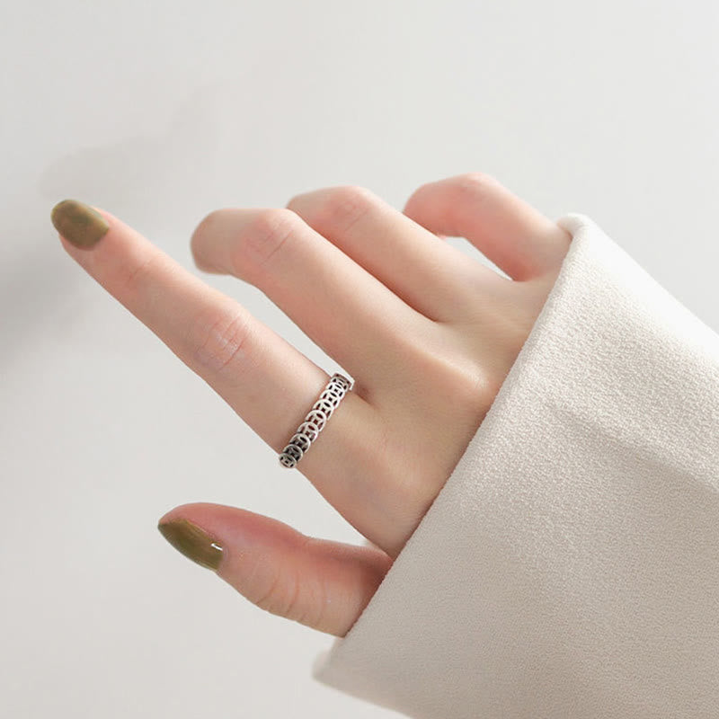 Fortune Jewel Vintage Copper Coin Design Luck Adjustable Ring