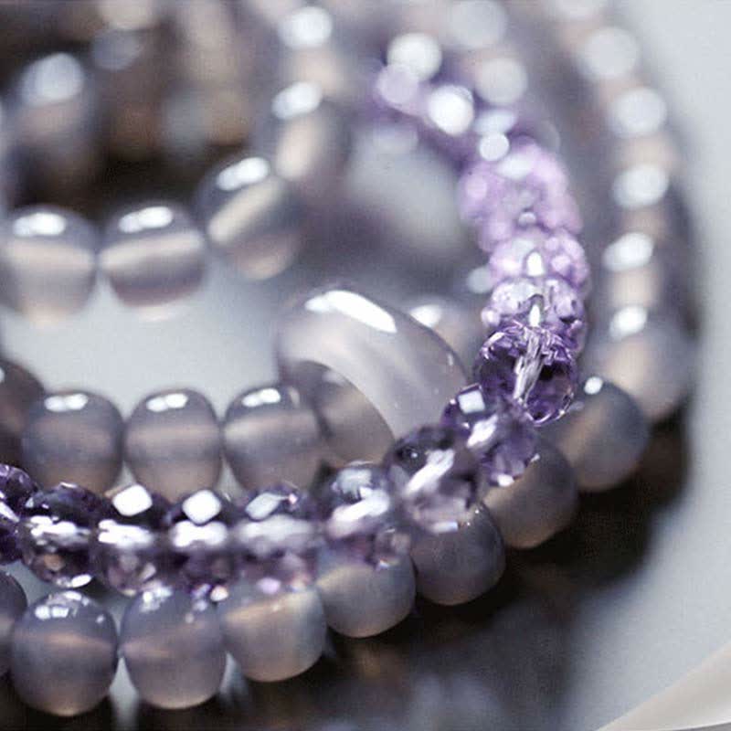 Fortune Jewel Natural Amethyst Crystal Meditation Healing Bracelet