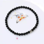 Fortune Jewel Natural Black Obsidian Smoky Quartz Purification Strength Bracelet