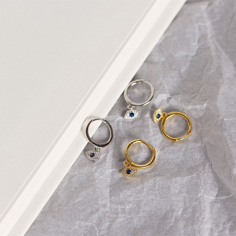 Fortune Jewel 925 Sterling Silver Evil Eye Blessing Protection Stud Earrings