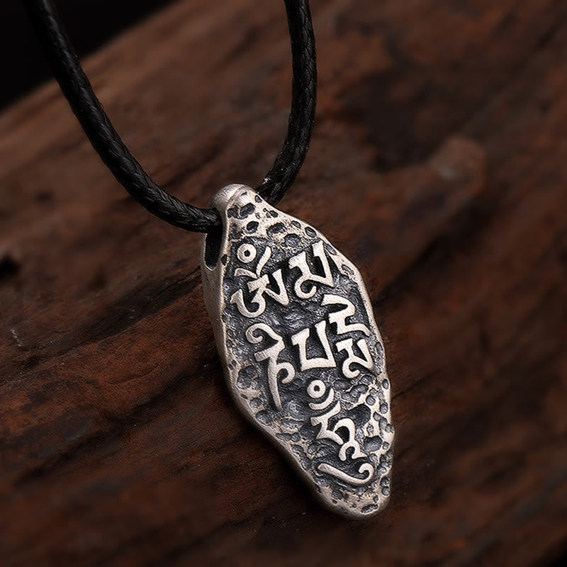 Fortune Jewel Tibetan 925 Sterling Silver Om Mani Padme Hum Dorje Vajra Engraved Strength Necklace Pendant