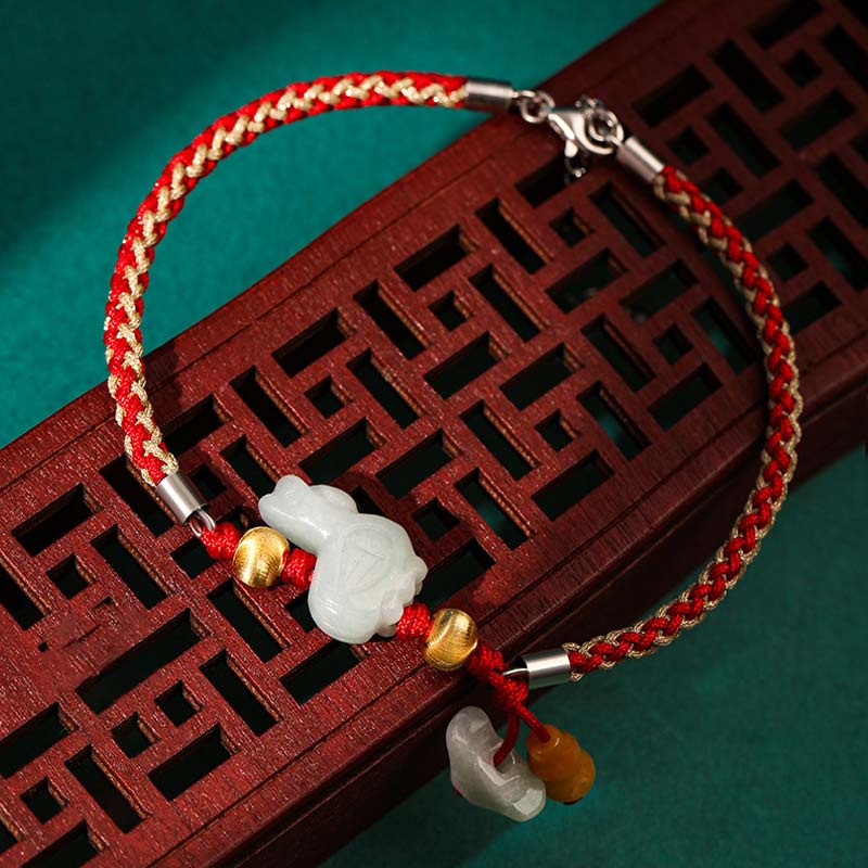 Fortune Jewel Chinese Zodiac Jade Prosperity Red String Bracelet Anklet - Fortune Jewel