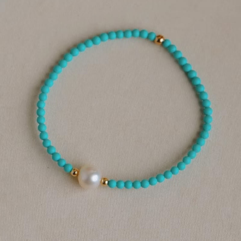 Fortune Jewel Turquoise Red Agate Pearl Small Beaded Protection Bracelet