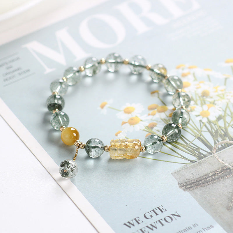 Fortune Jewel Green Phantom Citrine PiXiu Confidence Bracelet