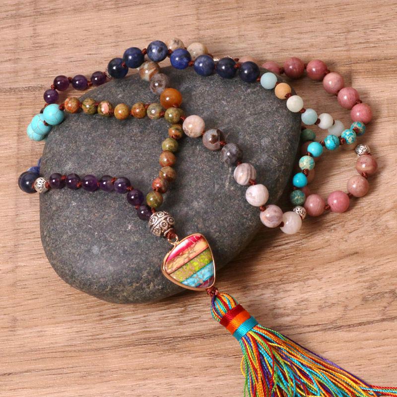 Fortune Jewel Tibetan Turquoise Lazurite Zebra Jasper Balance Necklace
