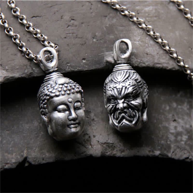 Fortune Jewel 999 Sterling Silver Buddha Demon Serenity Necklace Pendant - Fortune Jewel