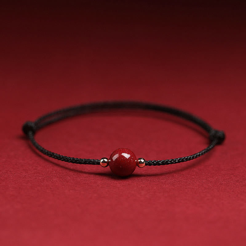 Fortune Jewel Natural Lucky Cinnabar Bead Blessing String Bracelet Anklet
