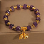 Fortune Jewel Natural Amethyst Lotus Healing Spiritual Bracelet