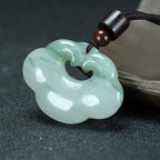 Fortune Jewel Tianshan Jade Golden Silk Jade Chinese Lock Charm Abundance Necklace Pendant