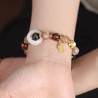 Fortune Jewel Tibetan Incense Ash Liuli Glass Tridacna Stone Sun Stone Om Mani Padme Hum Prayer Wheel Charm Bracelet