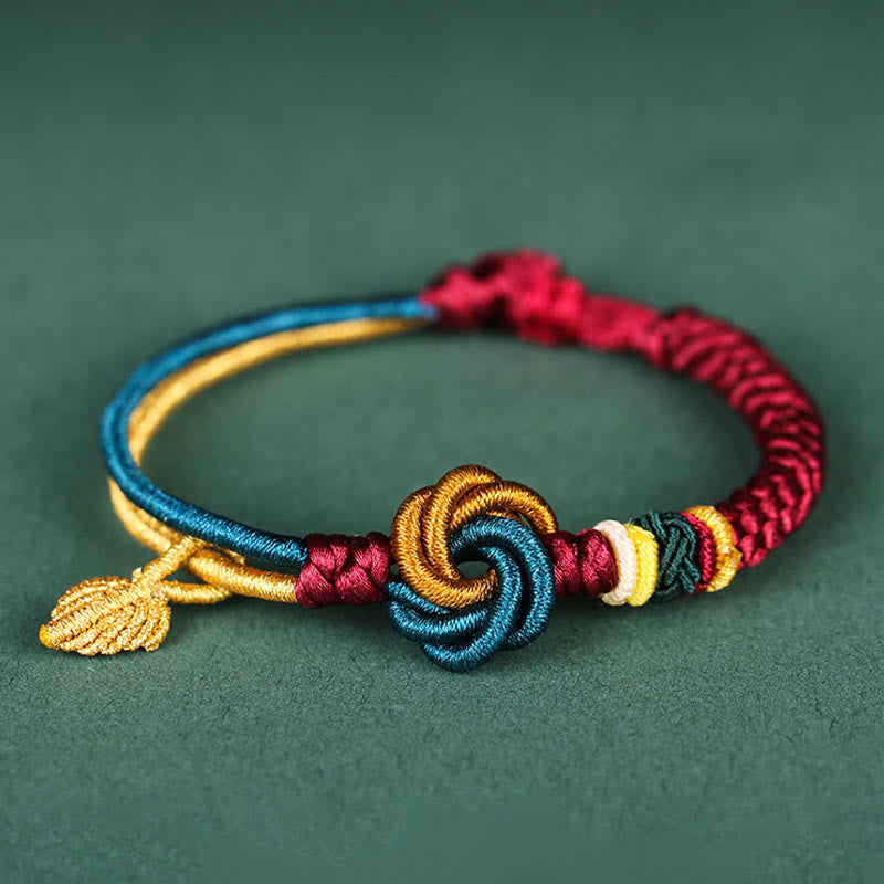 Fortune Jewel Tibetan Handmade Mandala Knot Leaf Luck Rope Bracelet