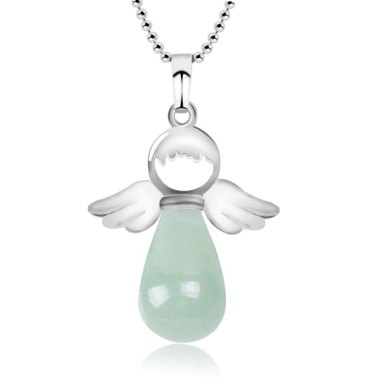 Fortune Jewel Little Angel Wings Natural Crystal Luck Necklace Pendant