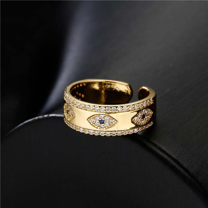 Fortune Jewel Evil Eye Luck Blessing Copper Alloy Ring