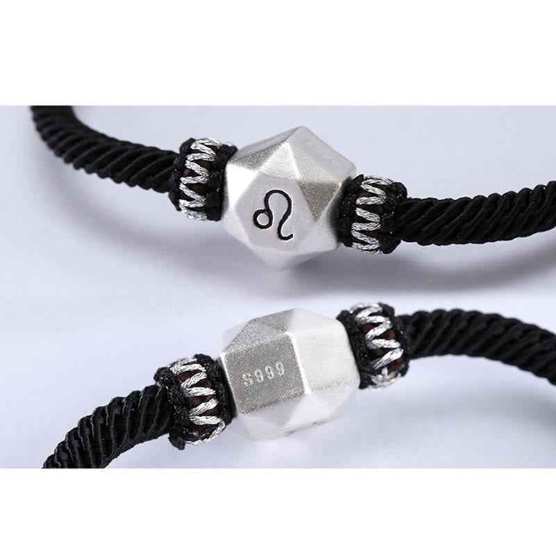 Fortune Jewel 999 Sterling Silver 12 Constellations of the Zodiac Protection Handmade String Bracelet