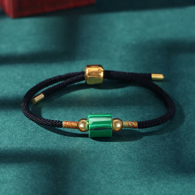 Fortune Jewel Tibet Handmade Green Aventurine Red Stone Malachite Luck Protection Braided Rope Bracelet