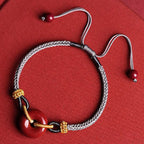 Fortune Jewel Handmade Cinnabar Peace Buckle Blessing Braided Rope Bracelet